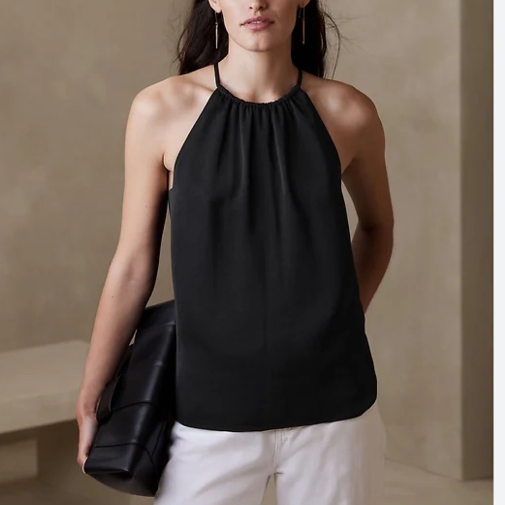 Banana Republic Black Tie Halter Sweater Tank Top | XS